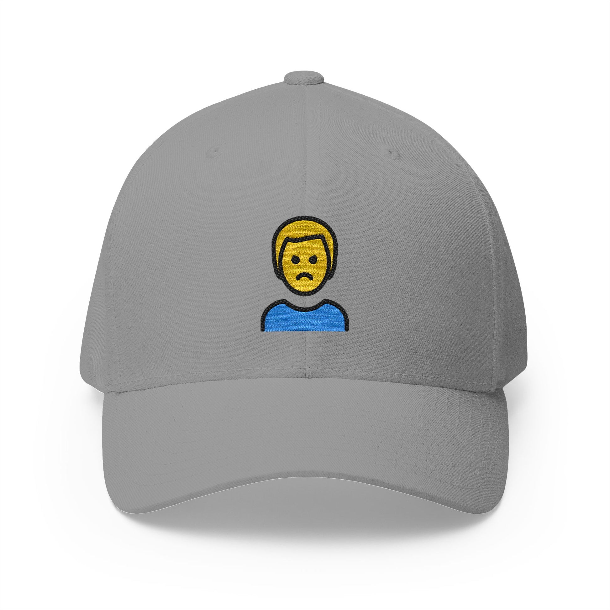 Man Pouting Emoji Grey Cap – Premium by Capmoji