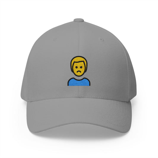 Man Pouting Emoji Grey Cap – Premium by Capmoji