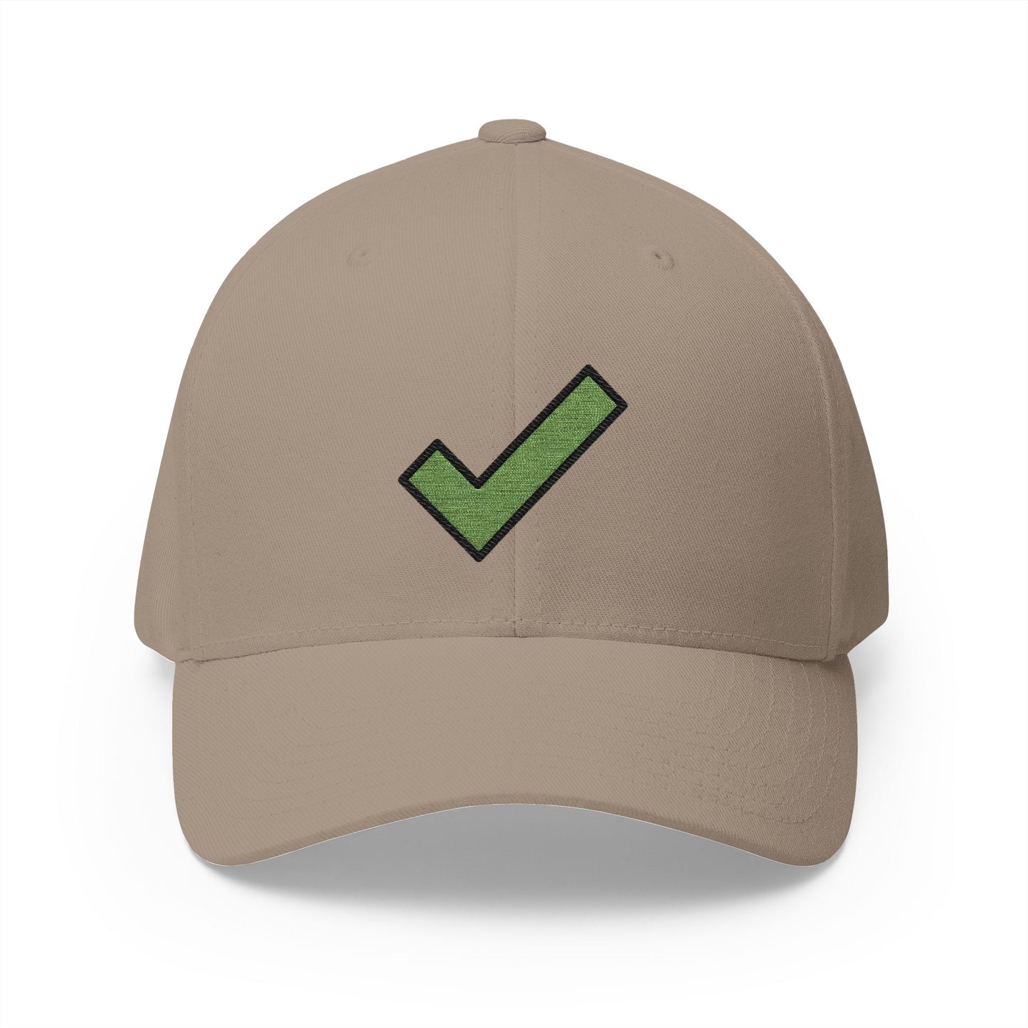 Check Mark Emoji Khaki Cap – Premium by Capmoji