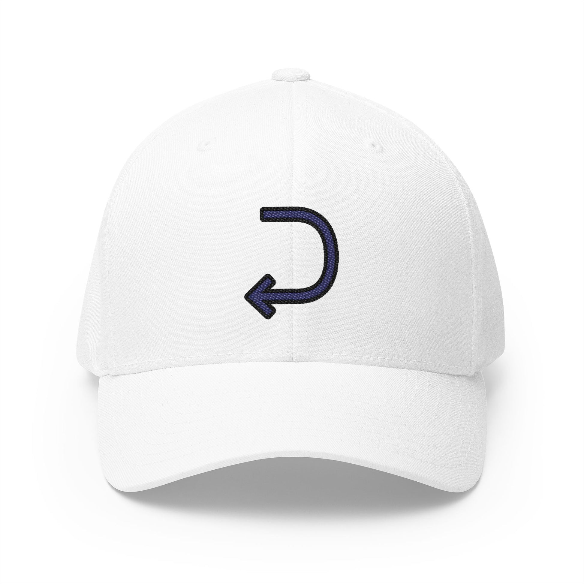 Right Arrow Curving Left Emoji White Cap – Premium by Capmoji