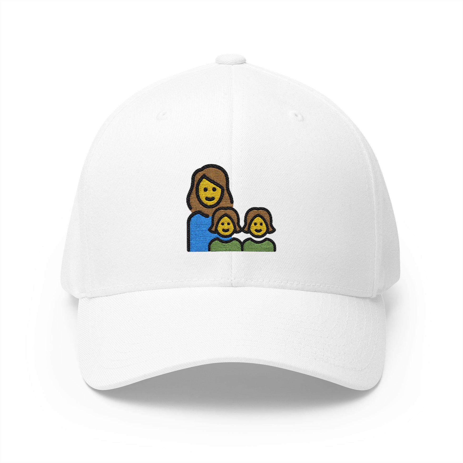 Family: Woman, Girl, Girl Emoji White Cap – Premium by Capmoji