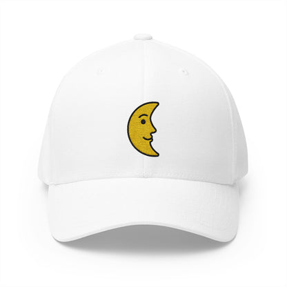 Last Quarter Moon Face Emoji White Cap – Premium by Capmoji