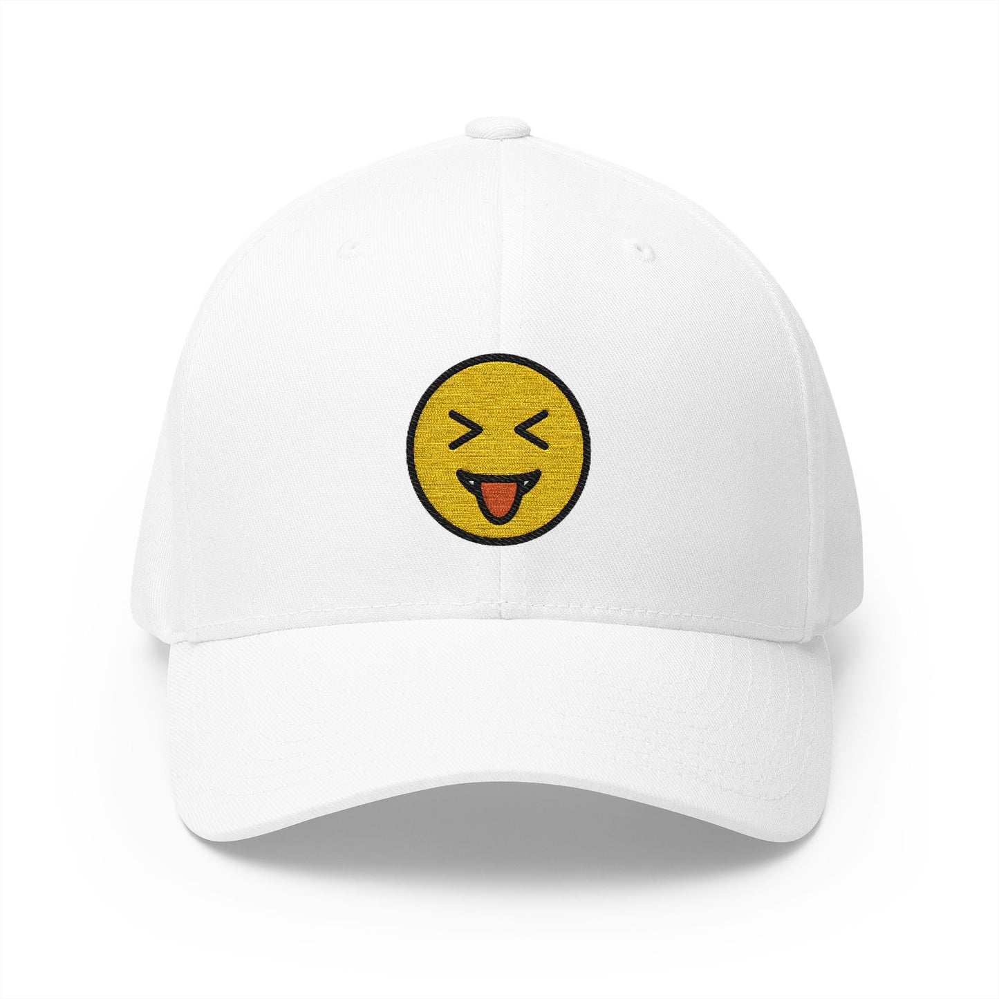 Squinting Face With Tongue Emoji White Cap – Premium by Capmoji