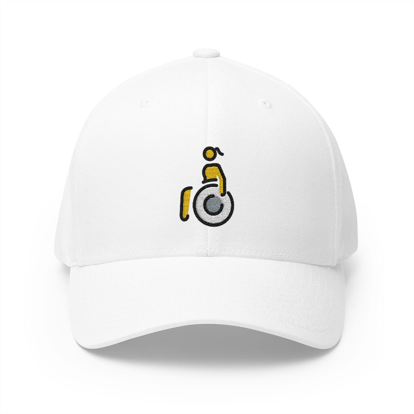Woman In Manual Wheelchair Emoji White Cap – Premium by Capmoji