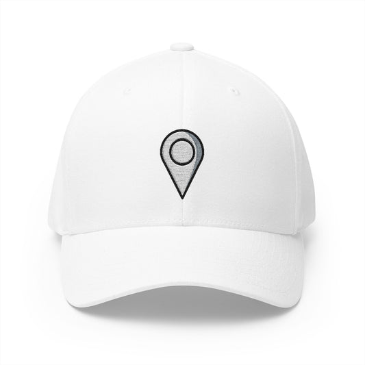 Location Indicator Emoji White Cap – Premium by Capmoji