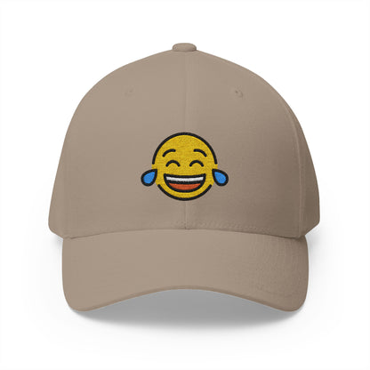 Face With Tears Of Joy Emoji Khaki Cap – Premium by Capmoji