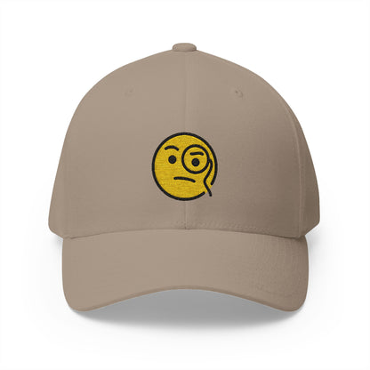 Face With Monocle Emoji Khaki Cap – Premium by Capmoji