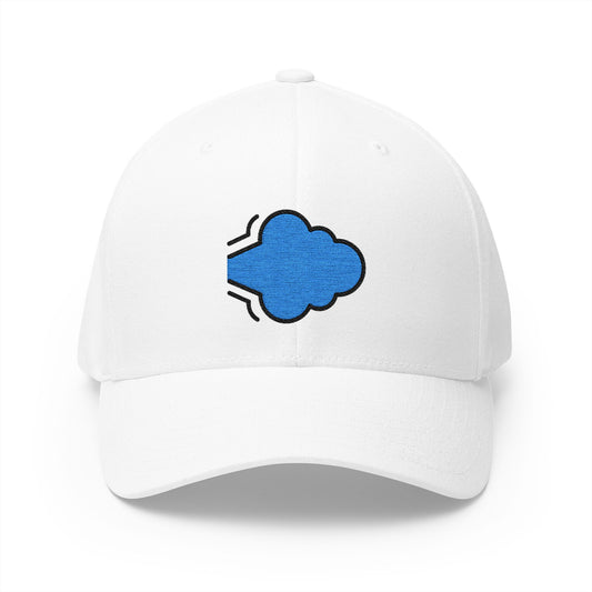 Dashing Away Emoji White Cap – Premium by Capmoji