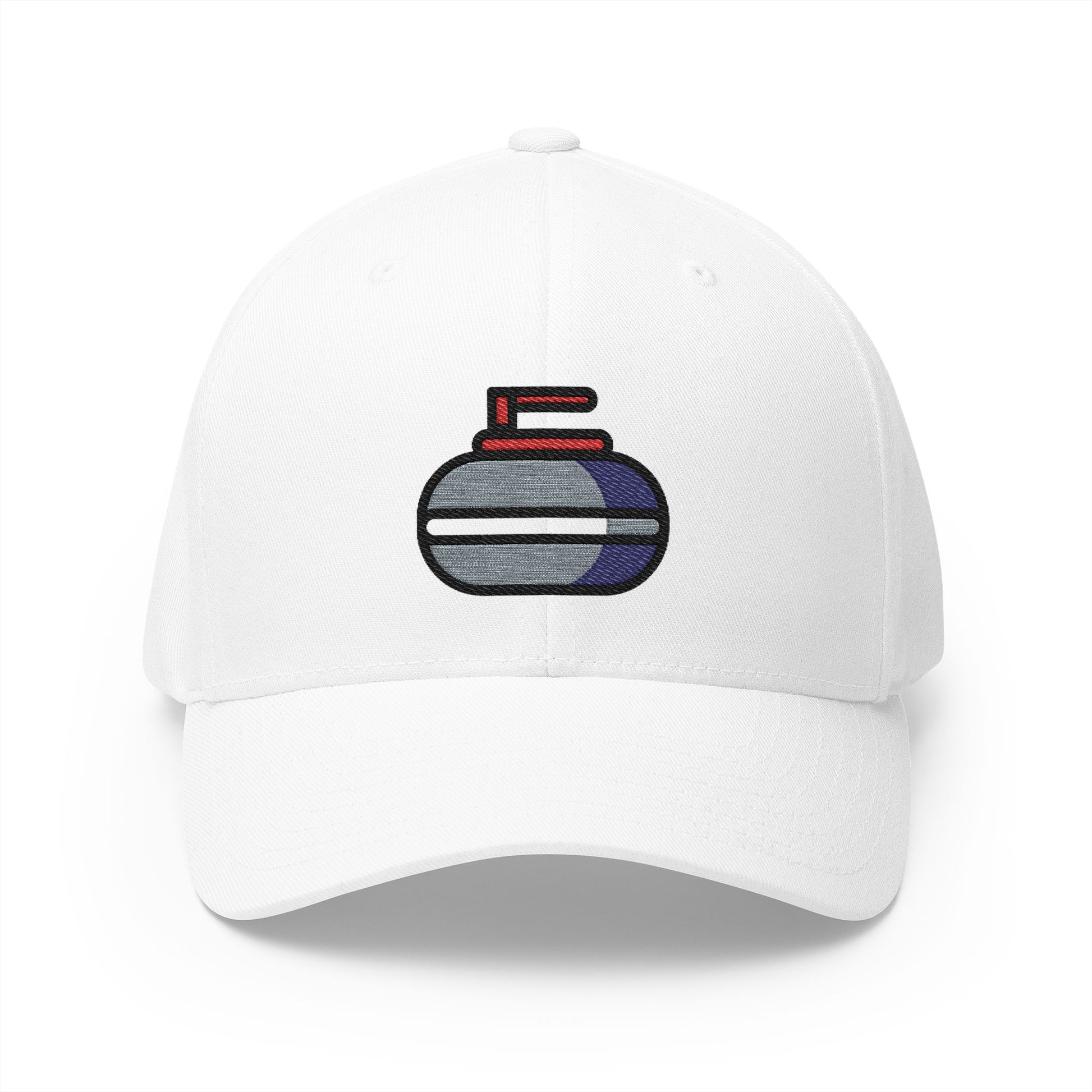 Curling Stone Emoji White Cap – Premium by Capmoji