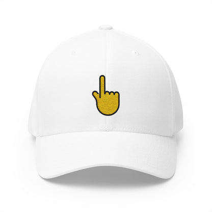 Backhand Index Pointing Up Emoji White Cap – Premium by Capmoji