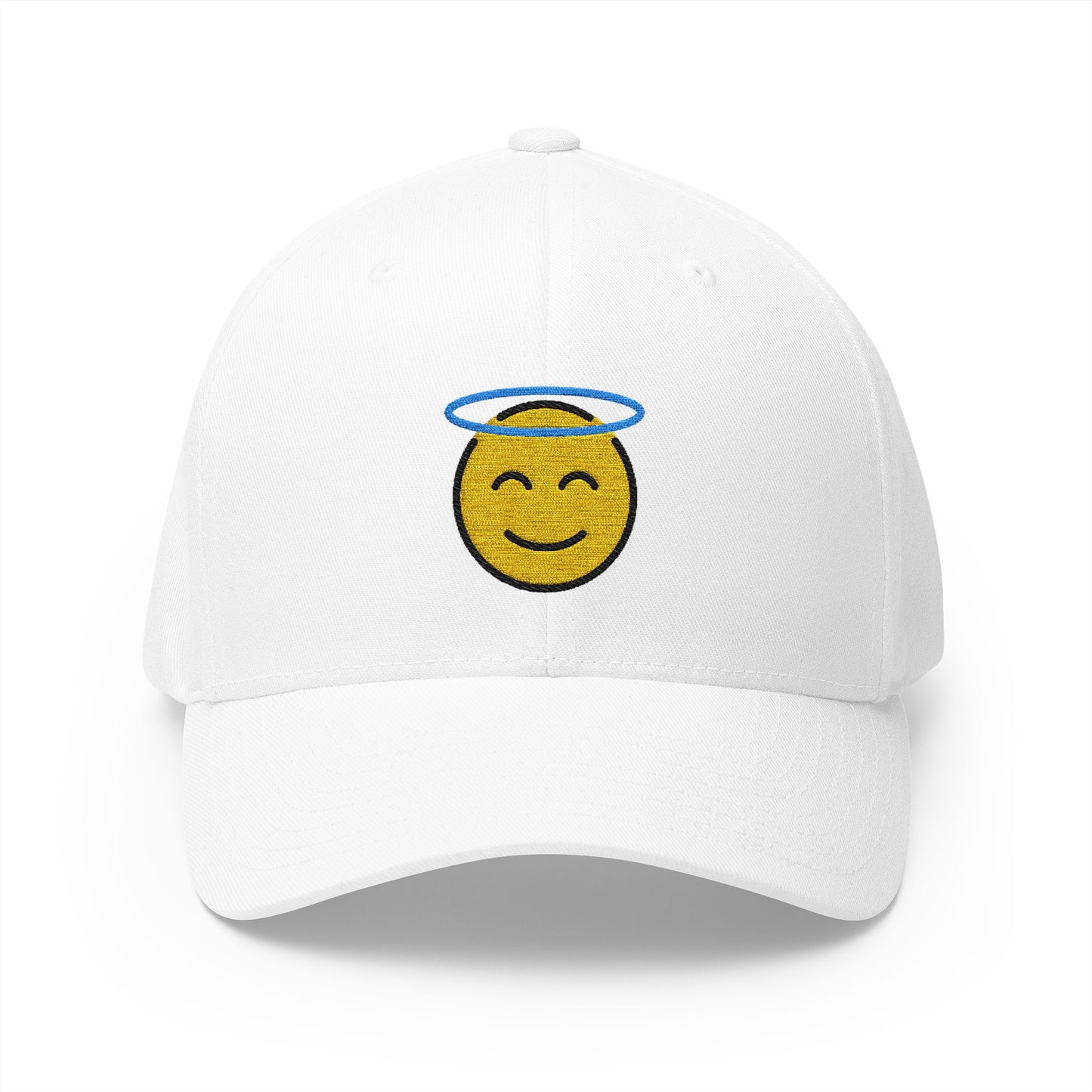 Smiling Face With Halo Emoji White Cap – Premium by Capmoji