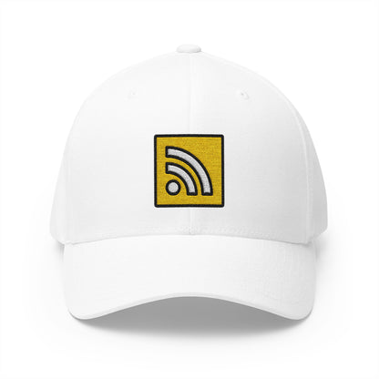 Web Syndication Emoji White Cap – Premium by Capmoji