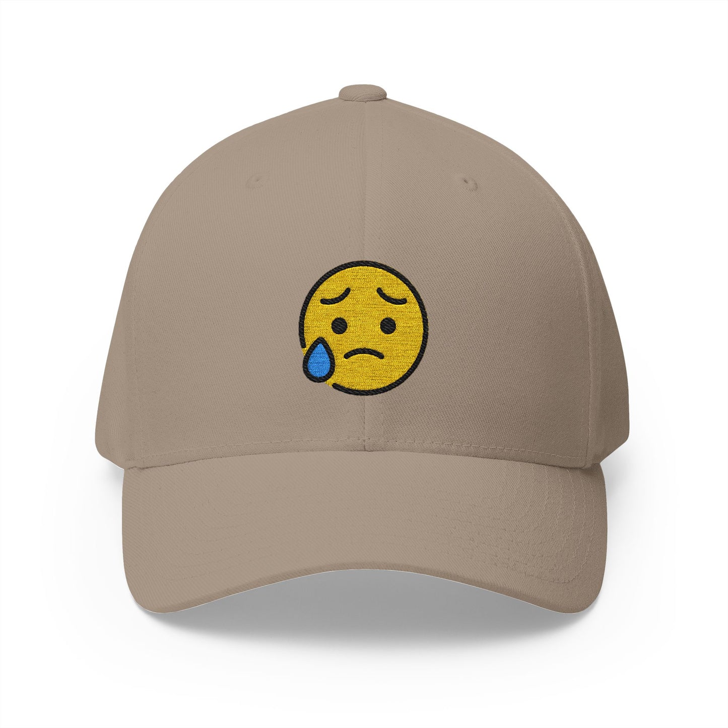 Sad But Relieved Face Emoji Khaki Cap – Premium by Capmoji
