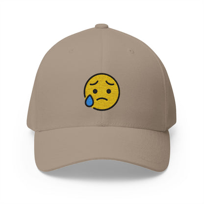Sad But Relieved Face Emoji Khaki Cap – Premium by Capmoji