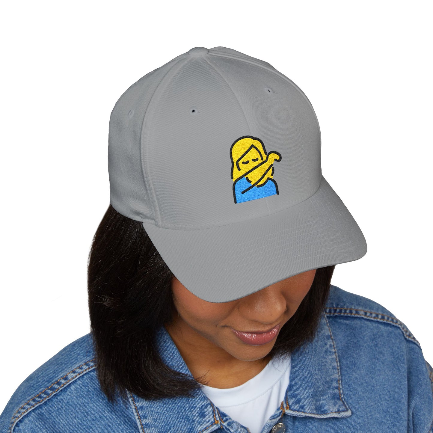Woman Sneezing Into Elbow Emoji Cap – Premium by Capmoji