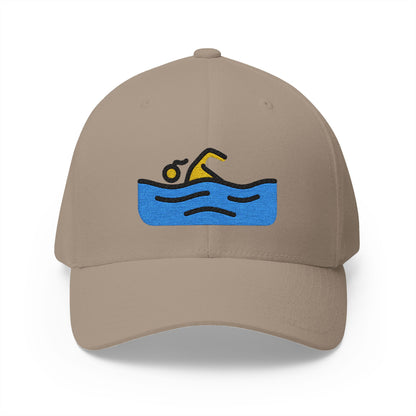Woman Swimming Emoji Khaki Cap – Premium by Capmoji