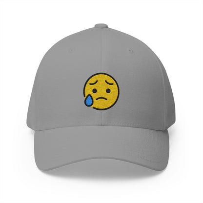 Sad But Relieved Face Emoji Grey Cap – Premium by Capmoji