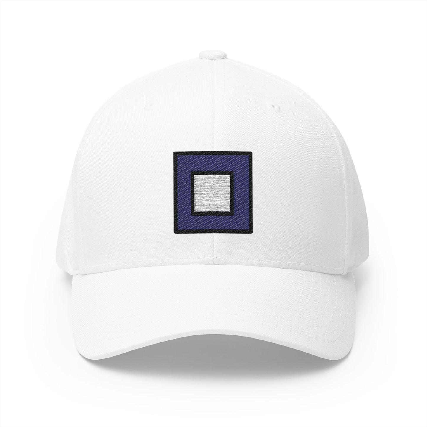 Black Square Button Emoji White Cap – Premium by Capmoji