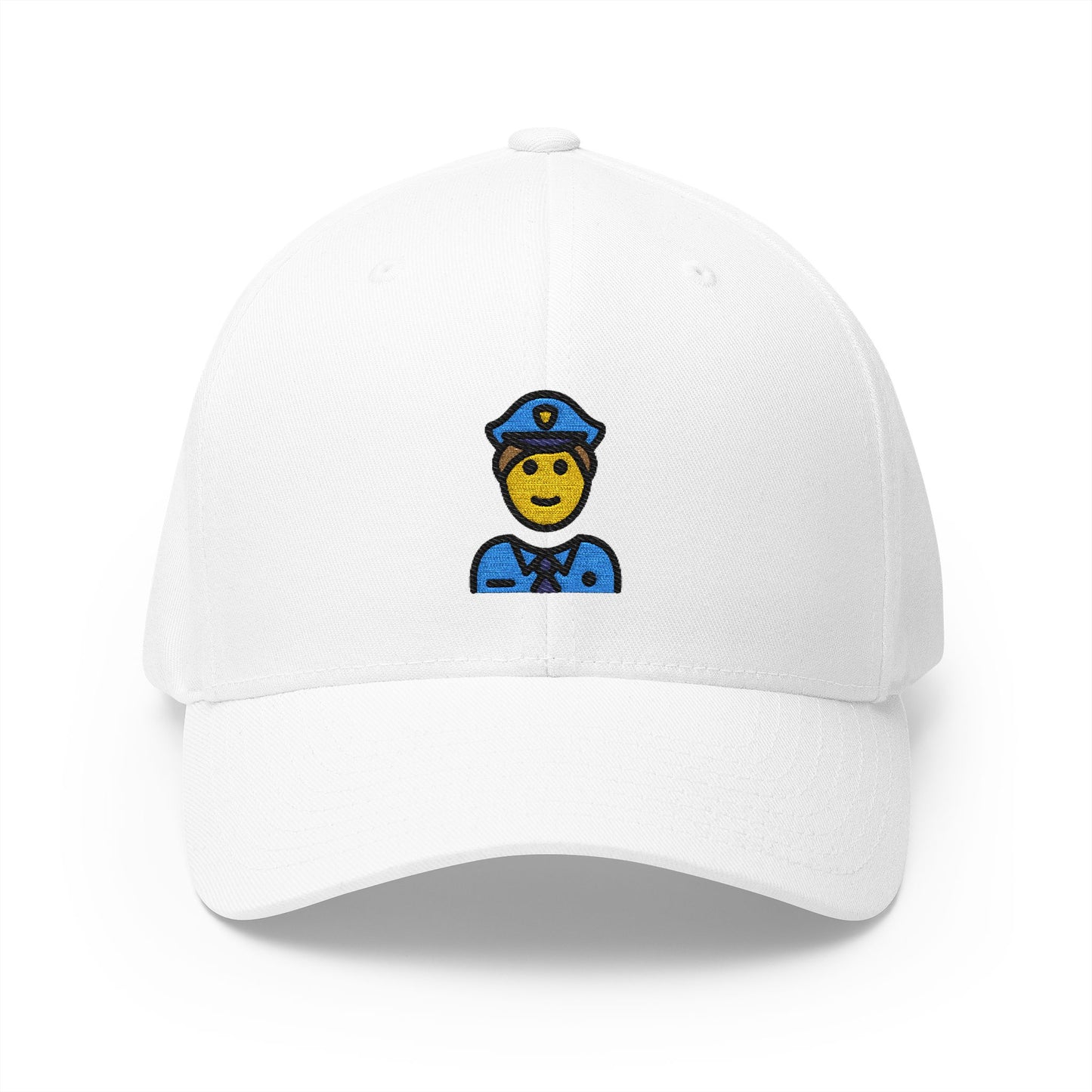 Man Police Officer Emoji White Cap – Premium by Capmoji