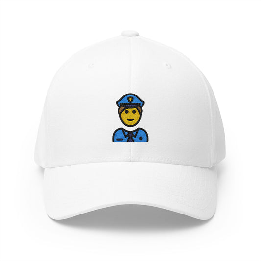 Man Police Officer Emoji White Cap – Premium by Capmoji