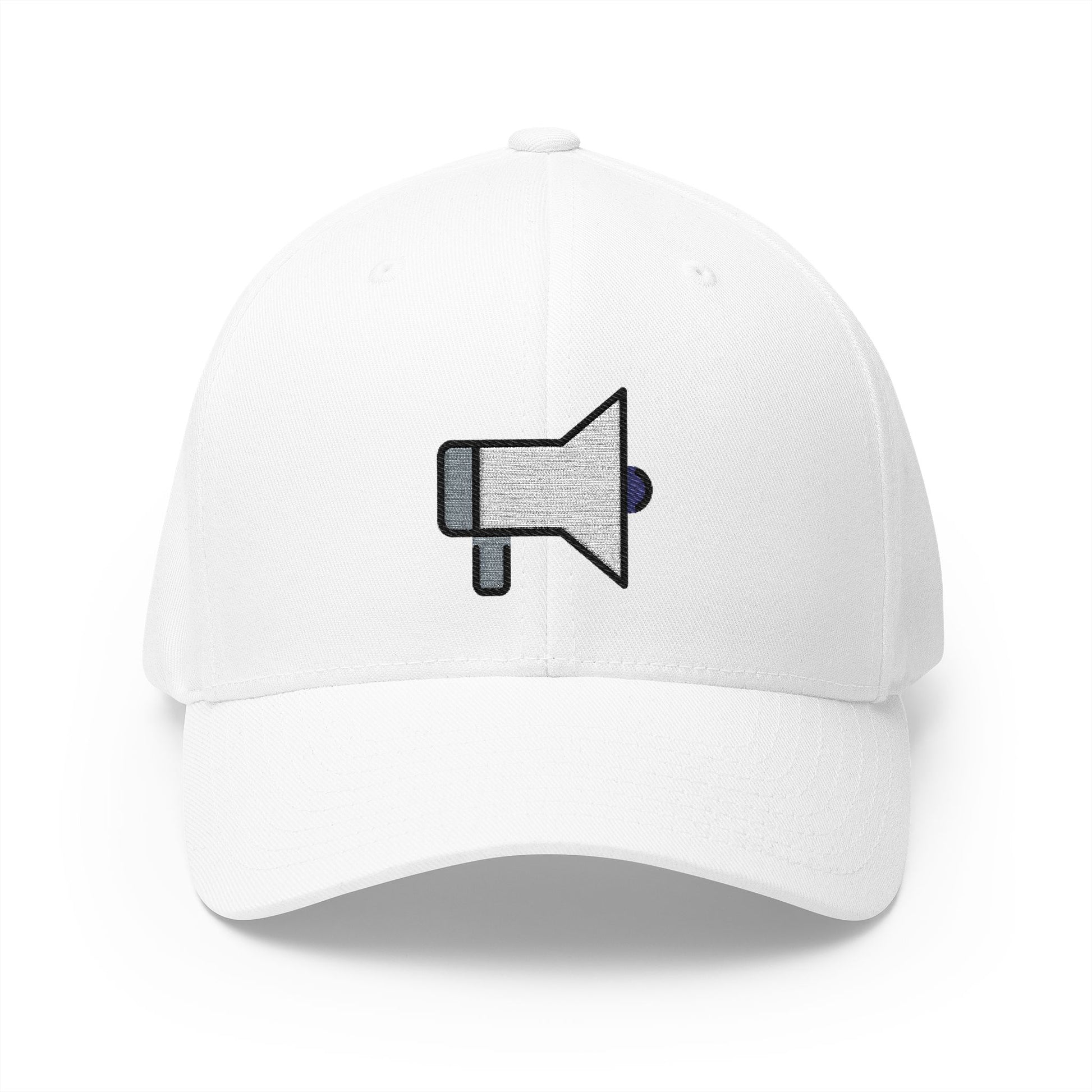 Loudspeaker Emoji White Cap – Premium by Capmoji