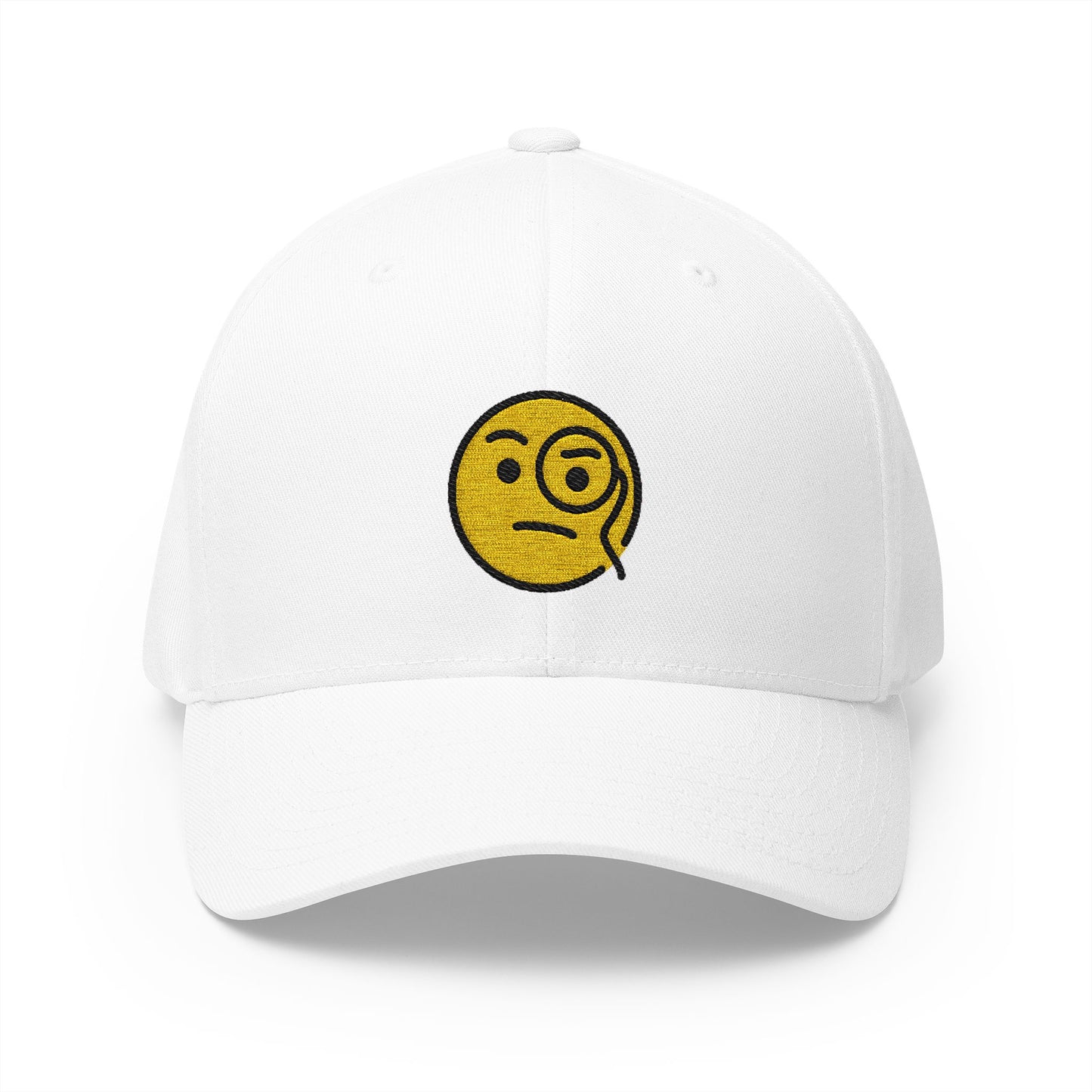 Face With Monocle Emoji White Cap – Premium by Capmoji