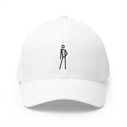 Stick Figure Leaning Right Emoji White Cap – Premium by Capmoji