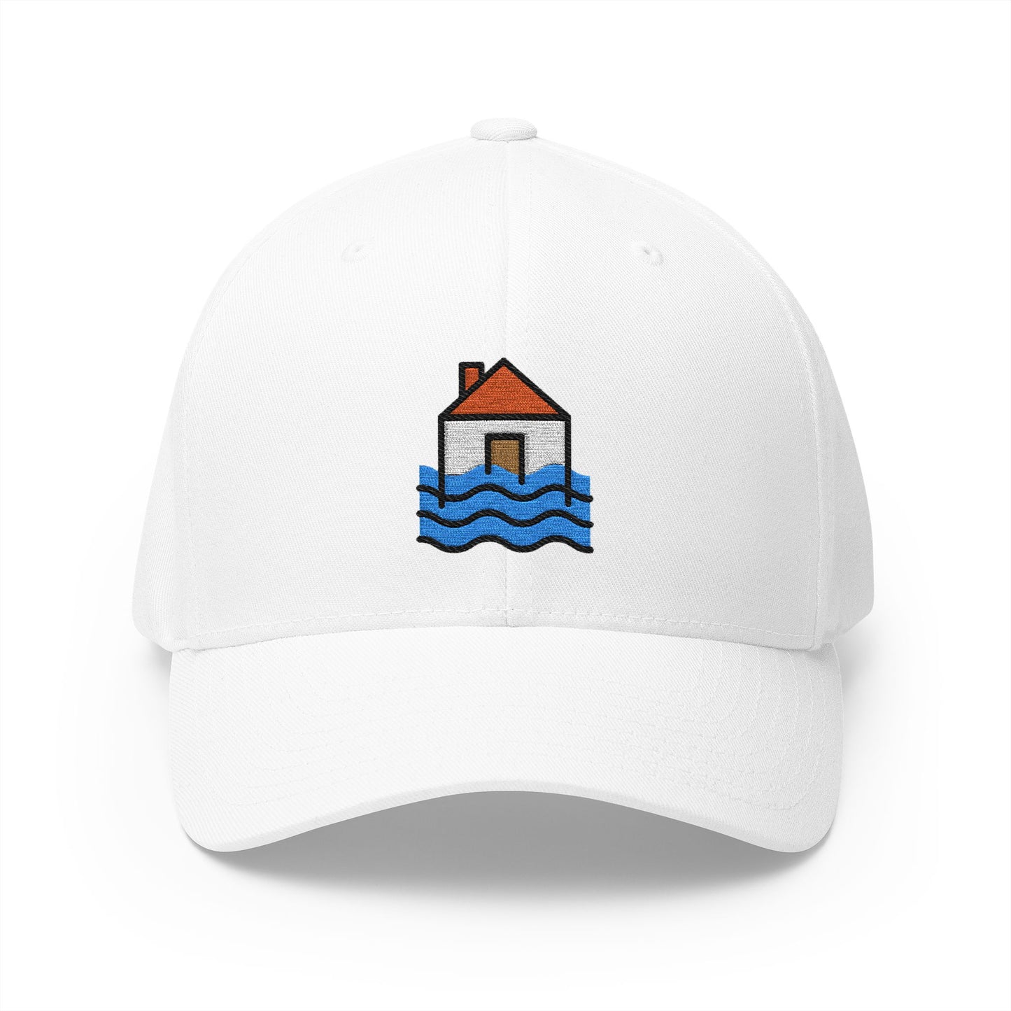 Flood Emoji White Cap – Premium by Capmoji