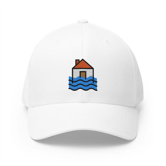 Flood Emoji White Cap – Premium by Capmoji