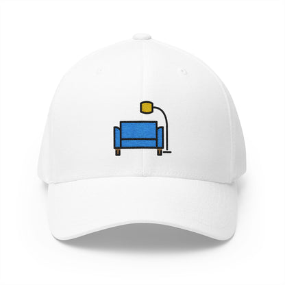 Couch And Lamp Emoji White Cap – Premium by Capmoji