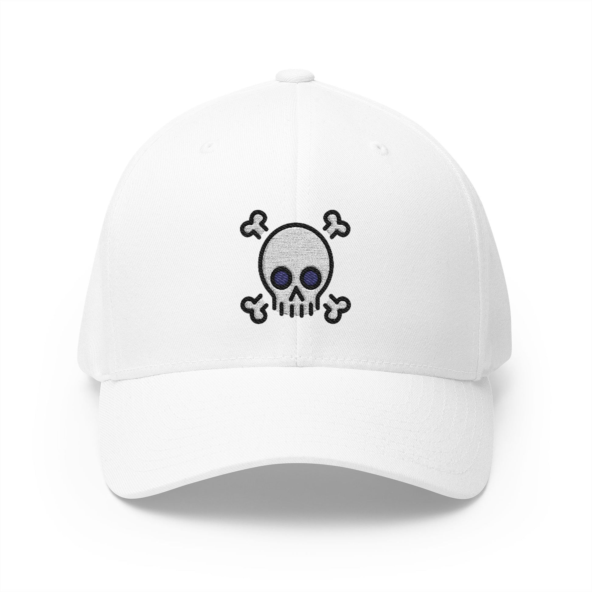 Skull And Crossbones Emoji White Cap – Premium by Capmoji
