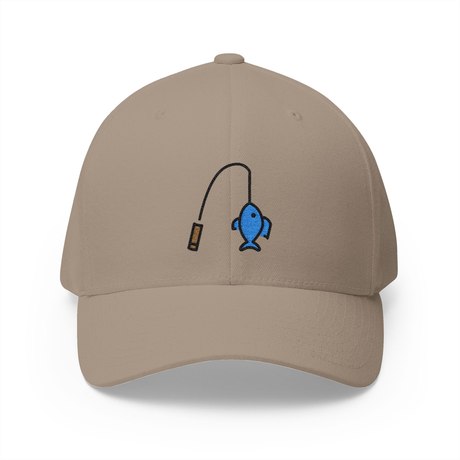 Fishing Pole Emoji Khaki Cap – Premium by Capmoji
