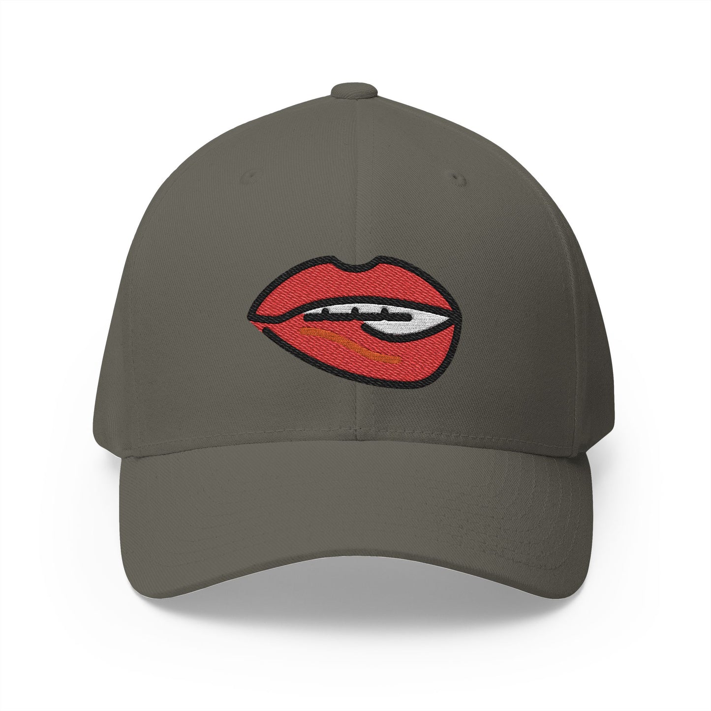 Biting Lip Emoji Olive Cap – Premium by Capmoji
