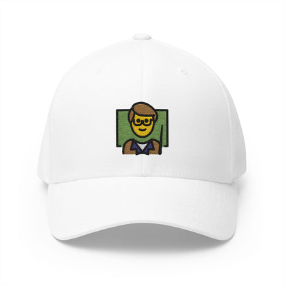 Man Teacher Emoji White Cap – Premium by Capmoji