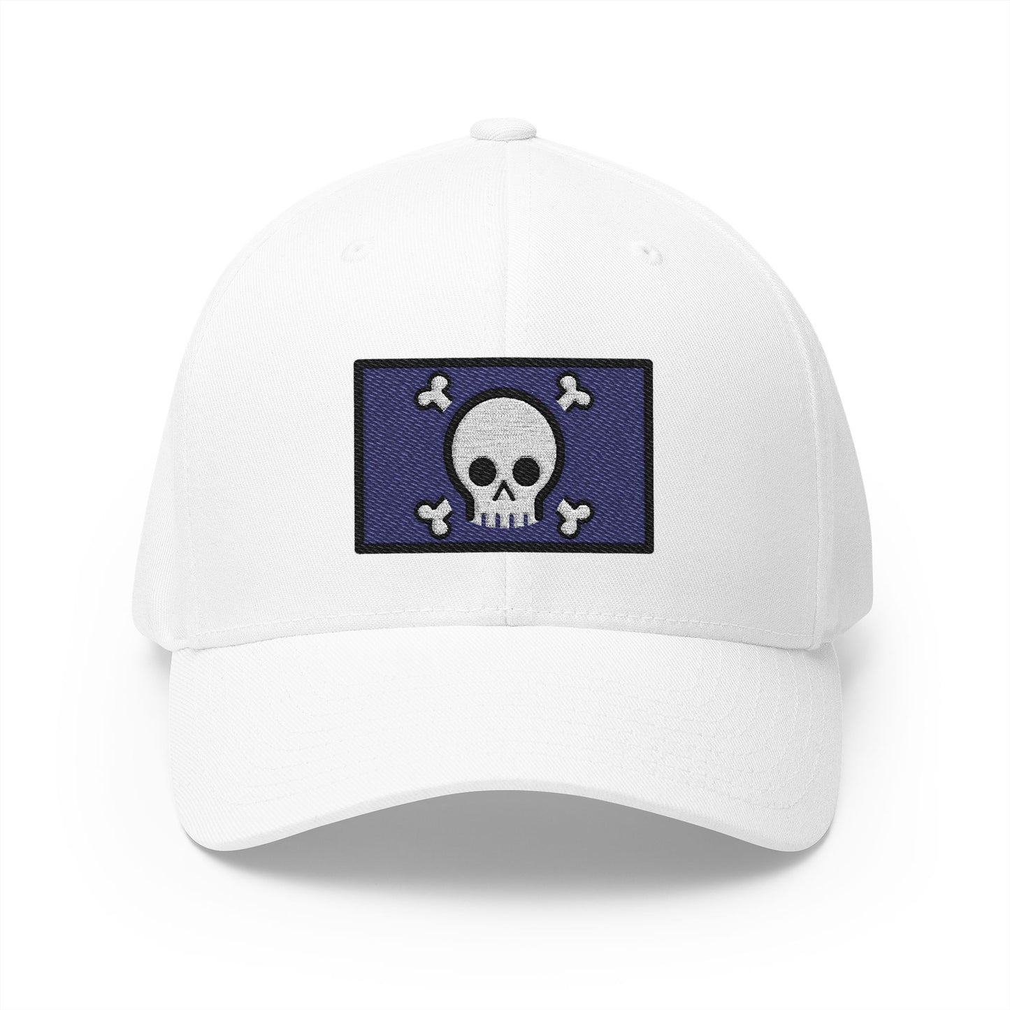 Pirate Flag Emoji White Cap – Premium by Capmoji