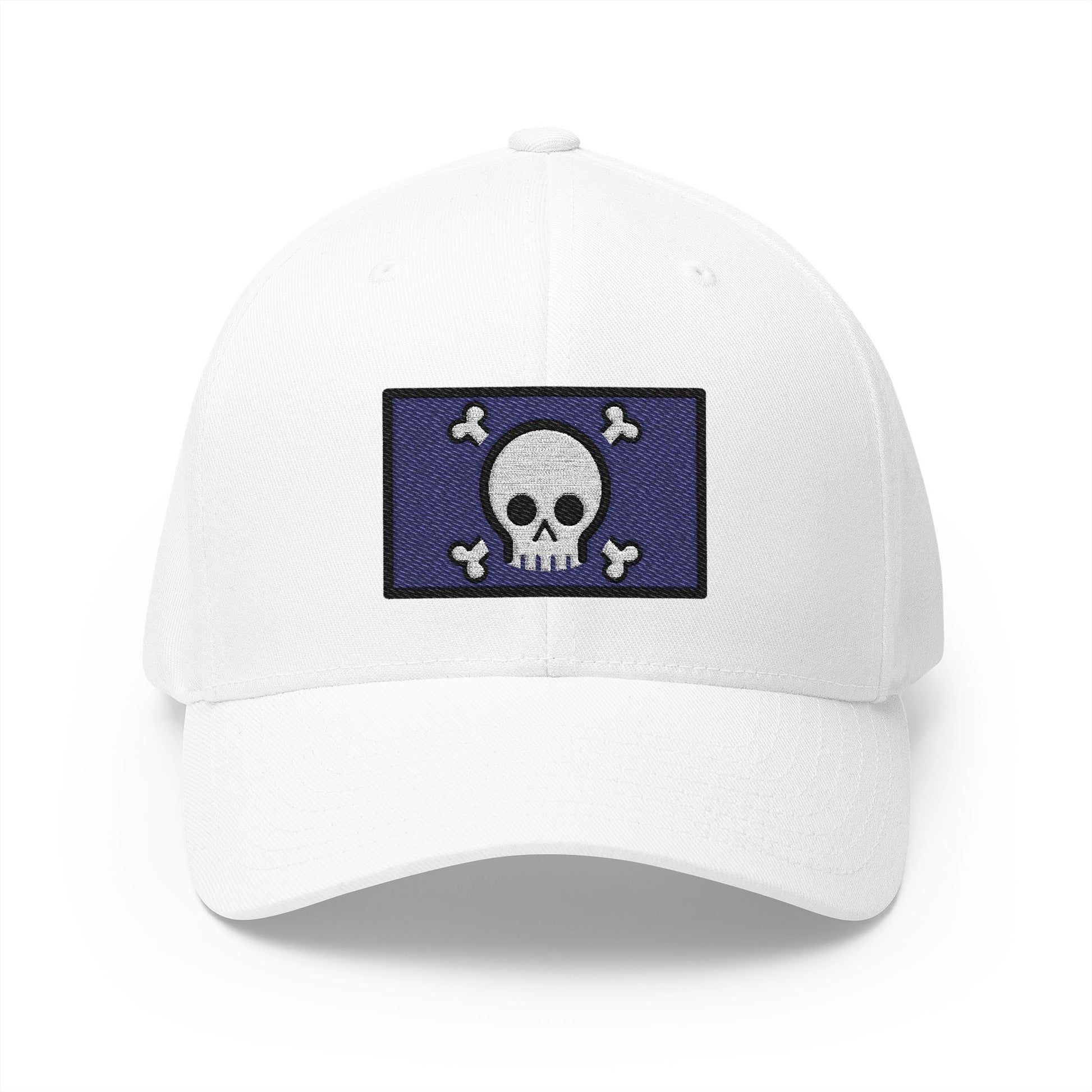 Pirate Flag Emoji White Cap – Premium by Capmoji