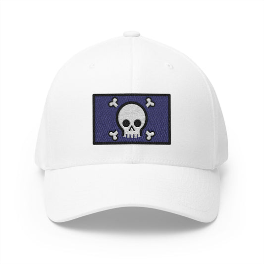 Pirate Flag Emoji White Cap – Premium by Capmoji