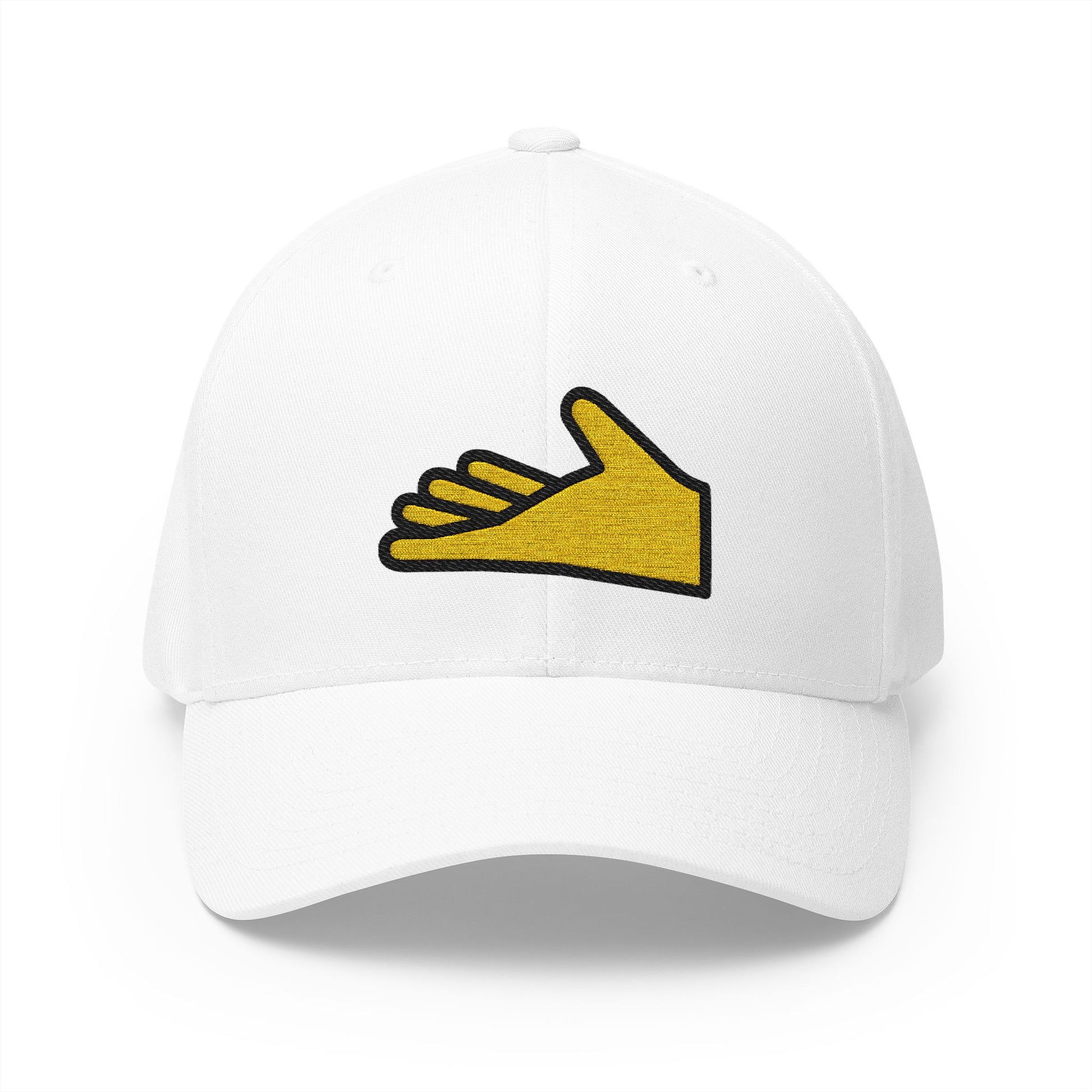 Palm Up Hand Emoji White Cap – Premium by Capmoji