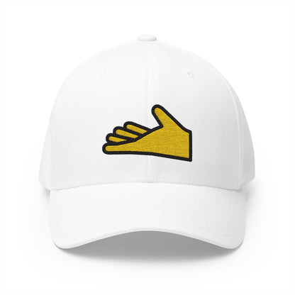 Palm Up Hand Emoji White Cap – Premium by Capmoji