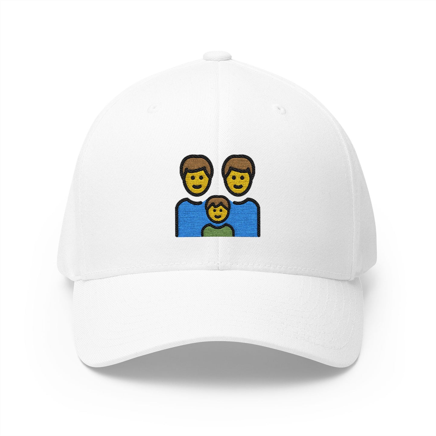 Family: Man, Man, Boy Emoji White Cap – Premium by Capmoji