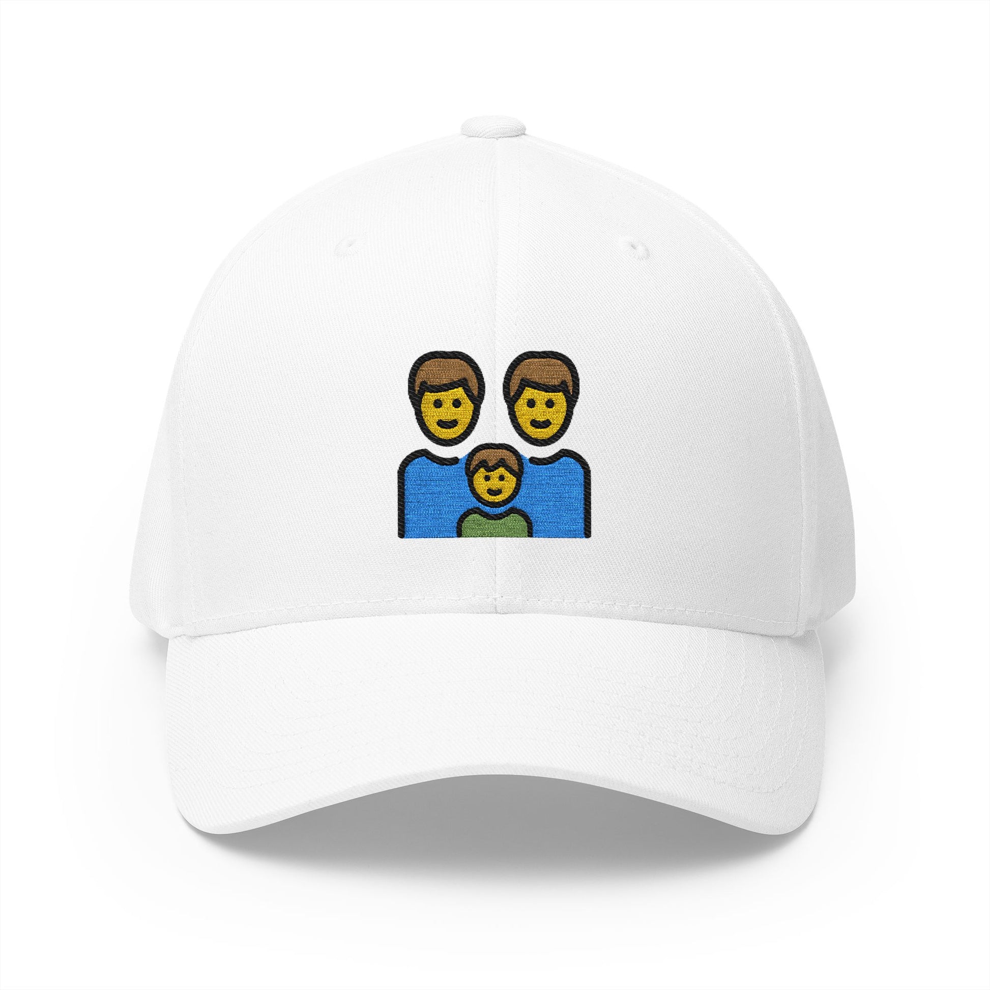 Family: Man, Man, Boy Emoji White Cap – Premium by Capmoji