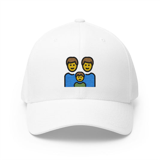 Family: Man, Man, Boy Emoji White Cap – Premium by Capmoji