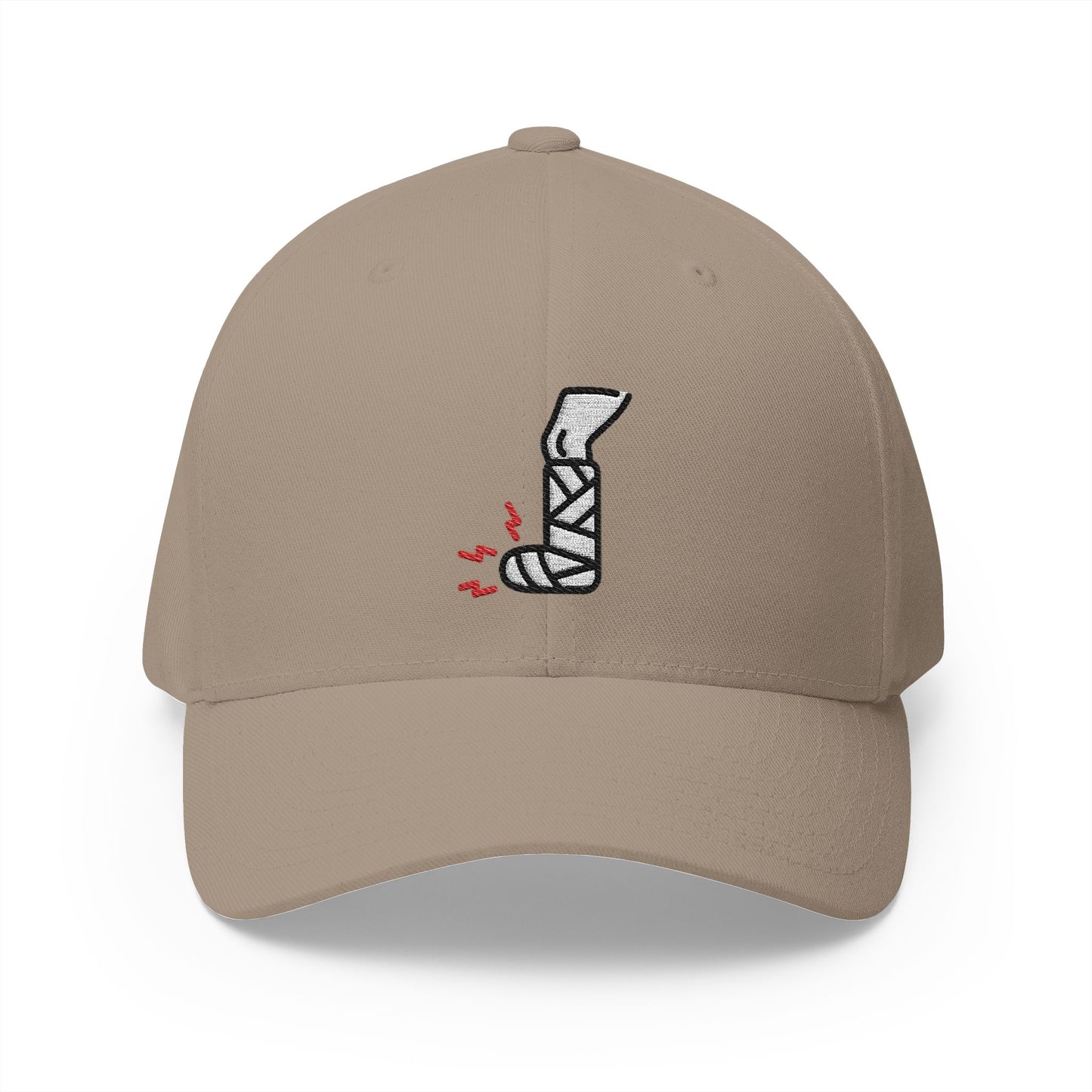 Fracture Leg Emoji Khaki Cap – Premium by Capmoji