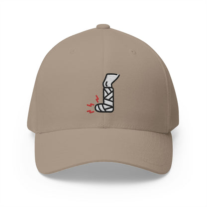 Fracture Leg Emoji Khaki Cap – Premium by Capmoji