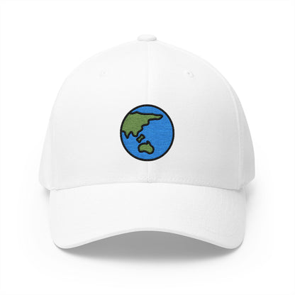 Globe Showing Asia-Australia Emoji White Cap – Premium by Capmoji