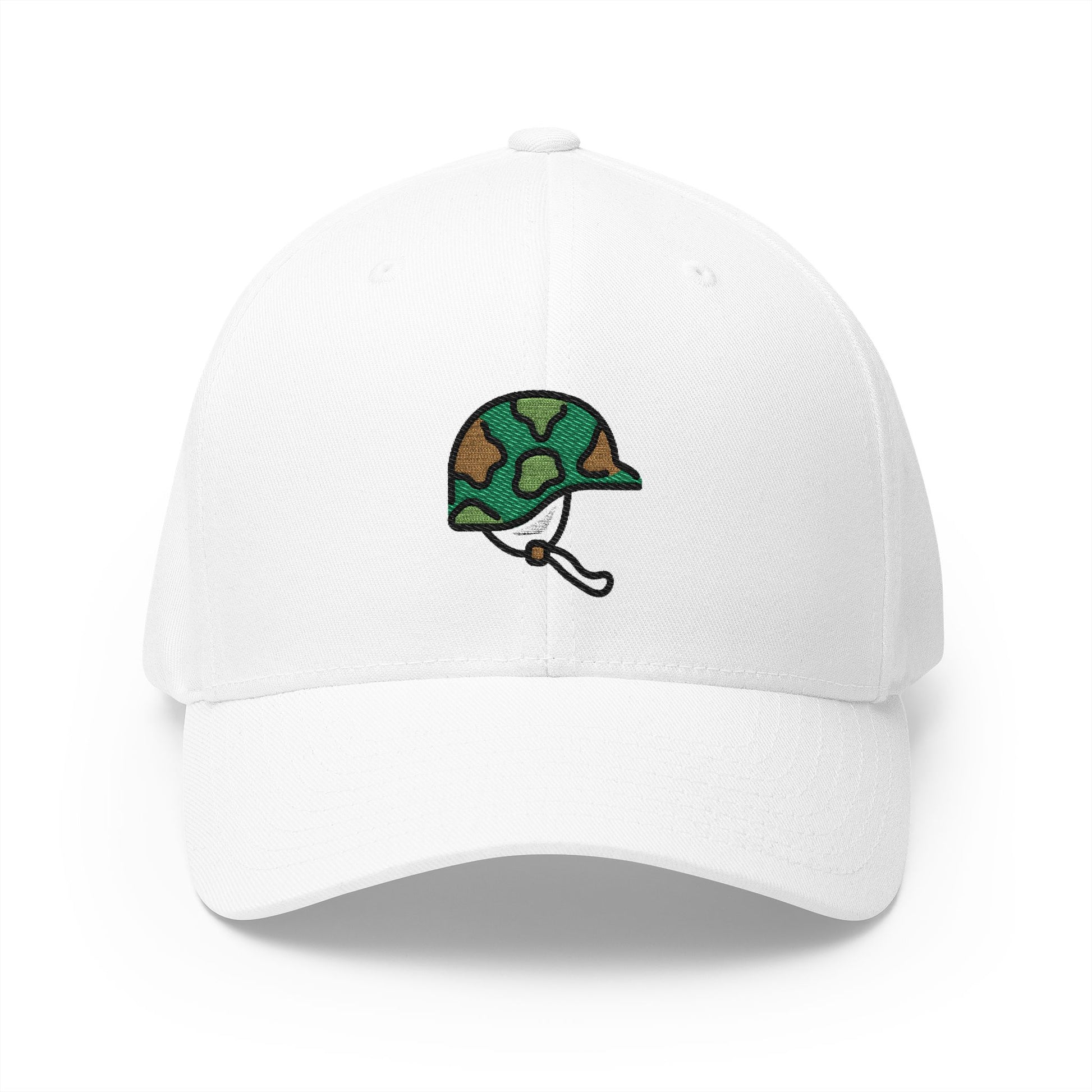 Military Helmet Emoji White Cap – Premium by Capmoji