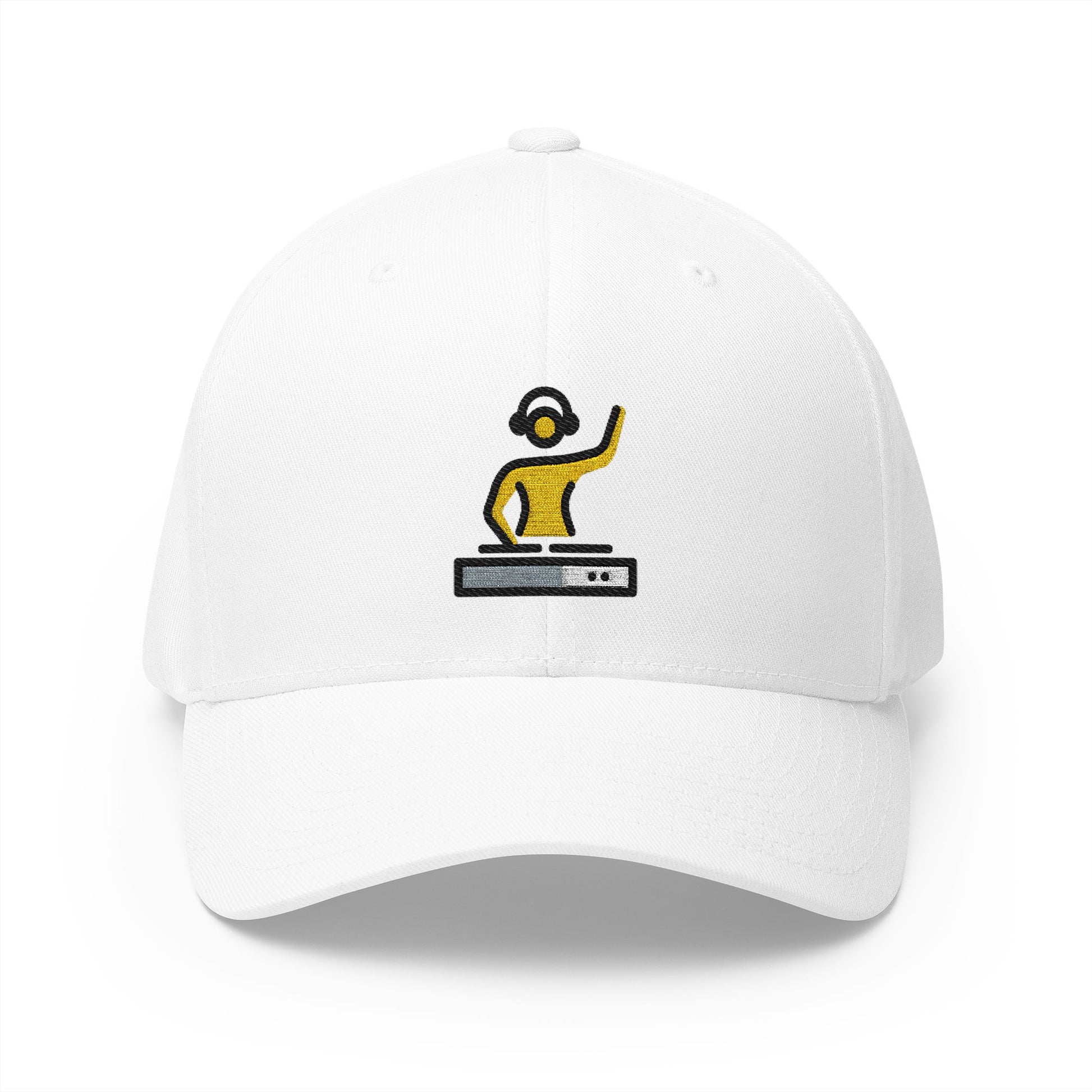 Dj Woman Emoji White Cap – Premium by Capmoji