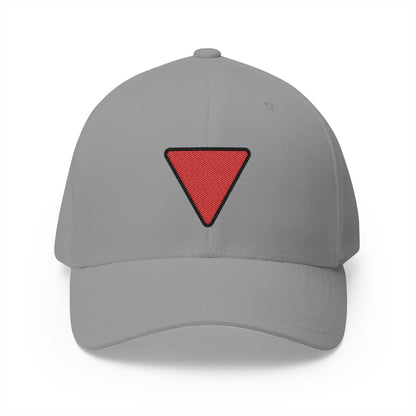Red Triangle Pointed Down Emoji Grey Cap – Premium by Capmoji