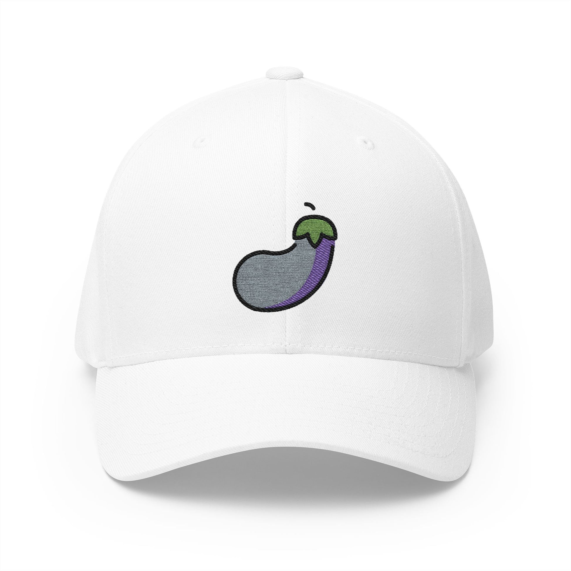 Eggplant Emoji White Cap – Premium by Capmoji