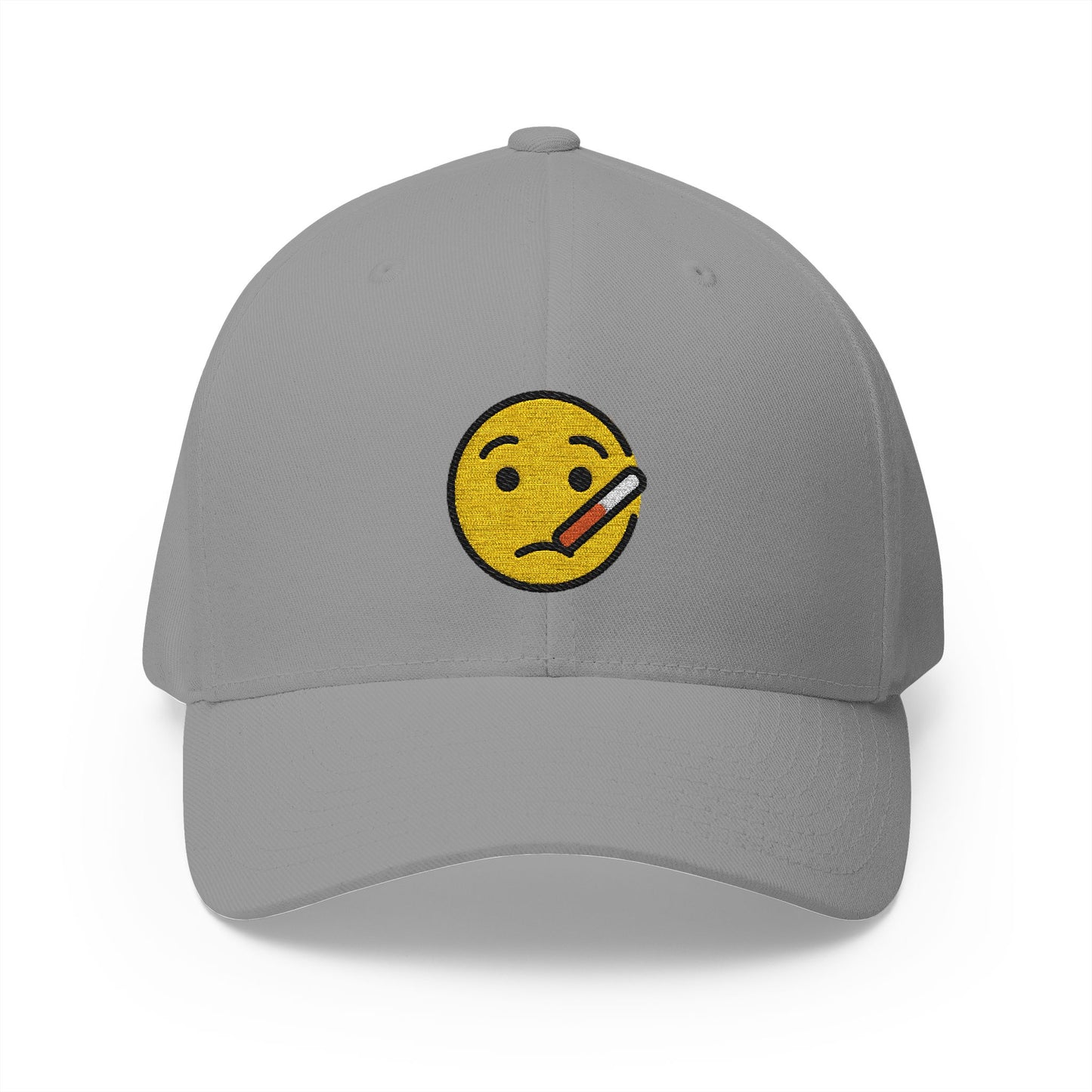 Face With Thermometer Emoji Grey Cap – Premium by Capmoji